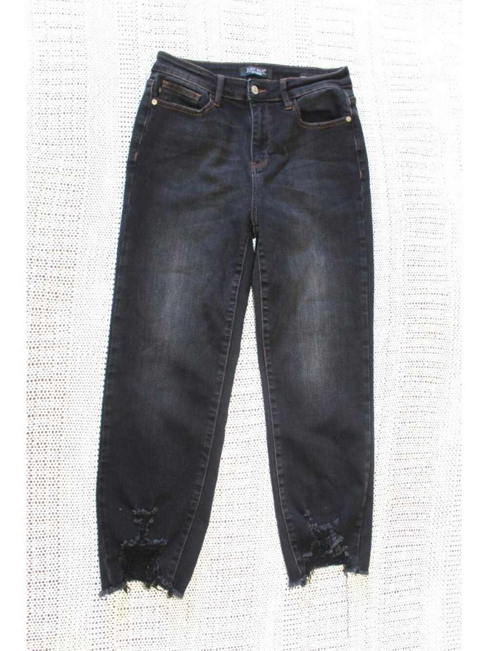 Judy Blue Cropped Straight Women's Black Denim Size 7/28 Jeans Casual Cowgirl